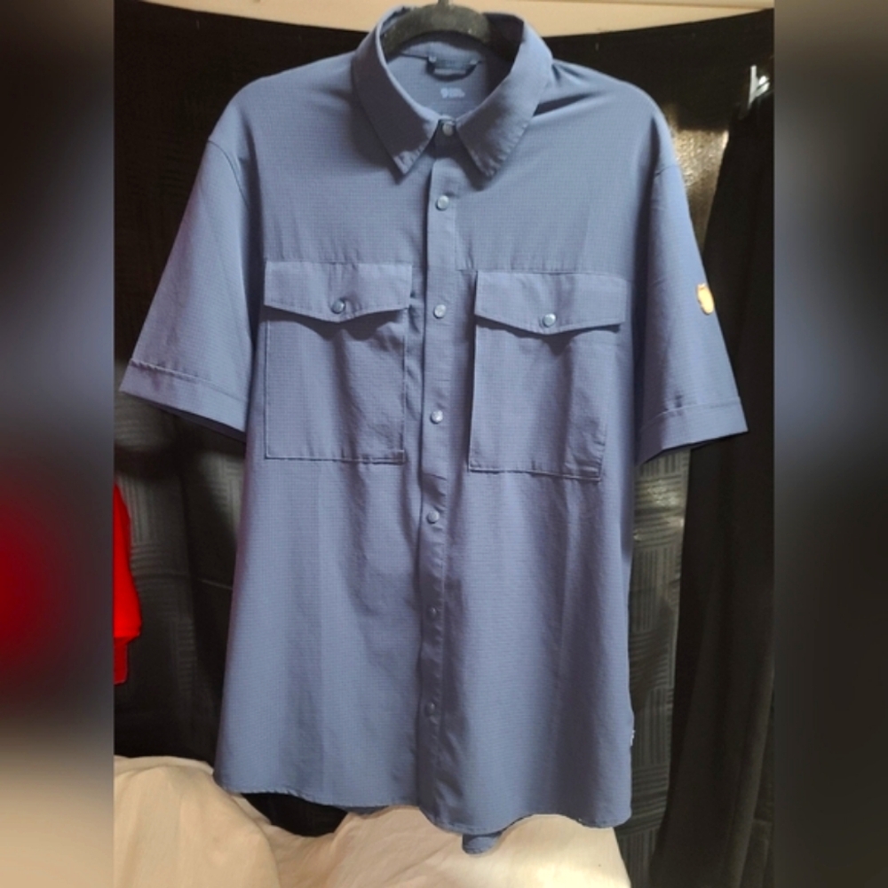 Fjallraven Men's Casual Blue Button Down Shirt